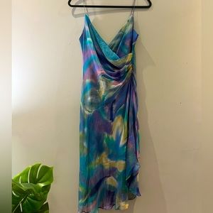Vintage midi flowy multicoloured dress - Size 10 (M/L)
